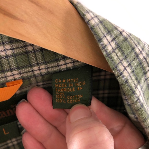 Timberland Green Plaid Button Down Shirt L - Picture 3 of 8